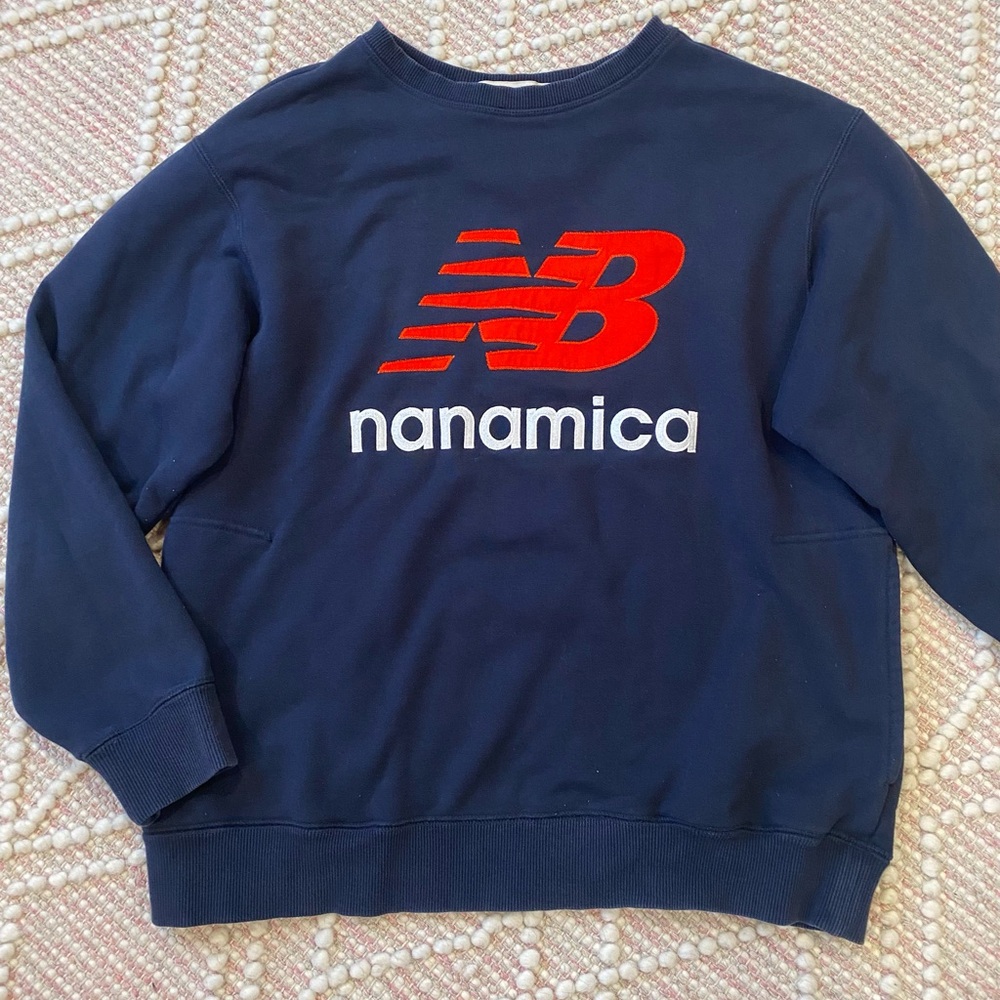 New Balance Men's Navy Crewneck Sweater with Red Logo